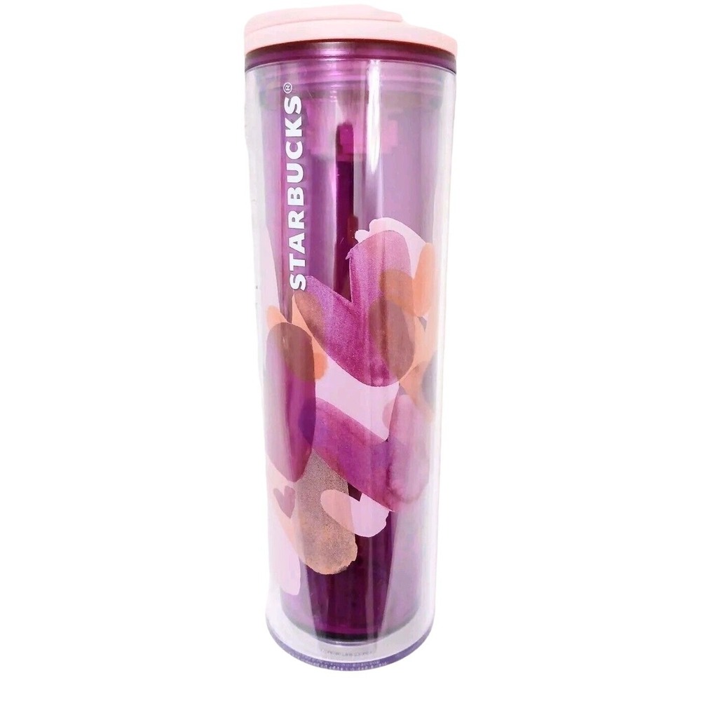 Starbucks Valentines Tumbler‎ 9" Pink Purple Tea Hearts Cup Swivel TOP 2020 New!